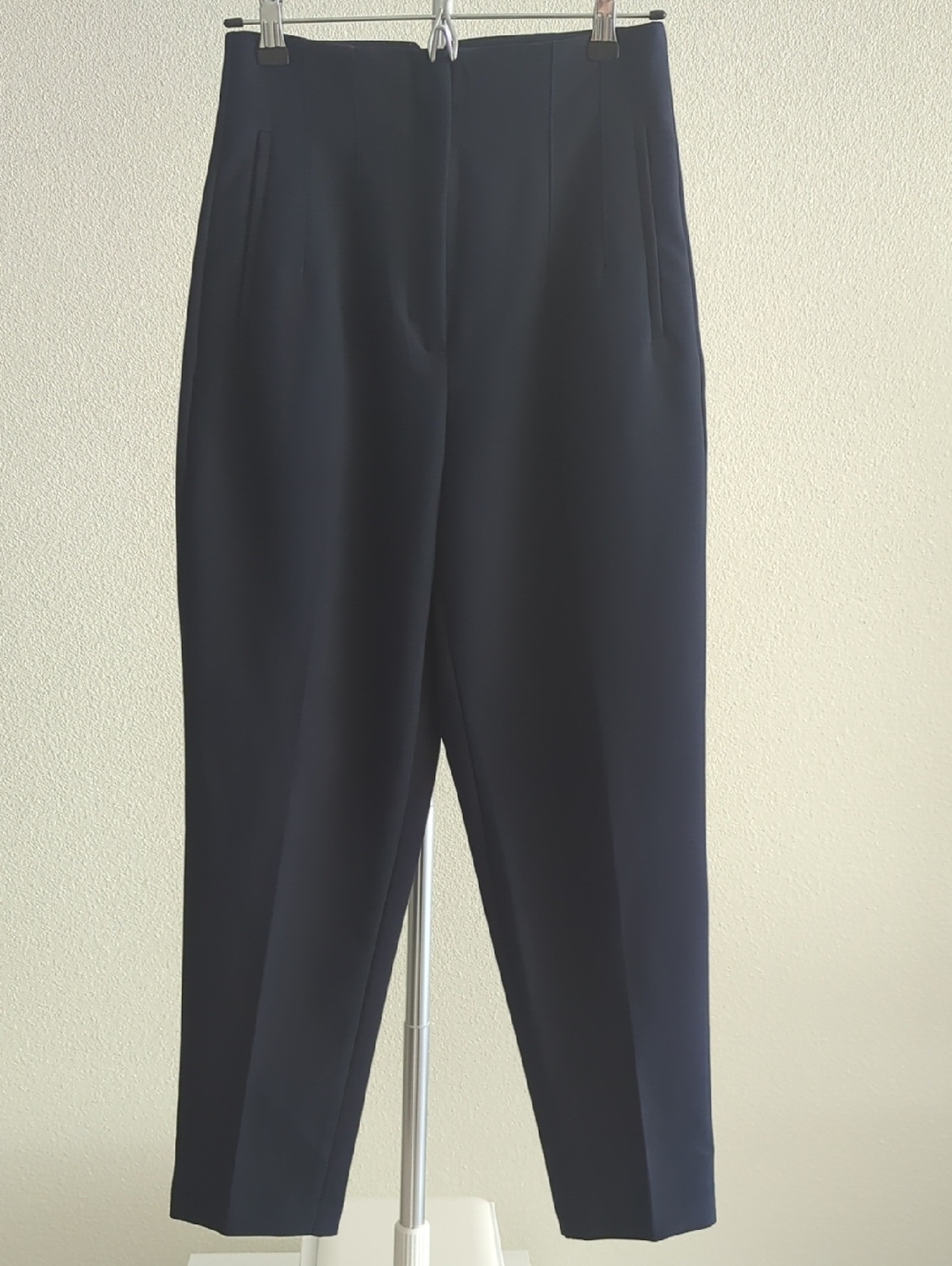 Zara Navy Blue Tailored High-Waist Trousers